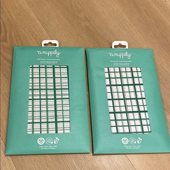 2 NEW Wrappily Eco-Friendly Gift Wrap Set 25 sheets each pack - Picture 1 of 4